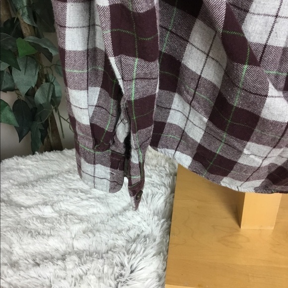 MENS St Johns Bay Medium maroon & gray flannel plaid w/ green stripe - Picture 9 of 10